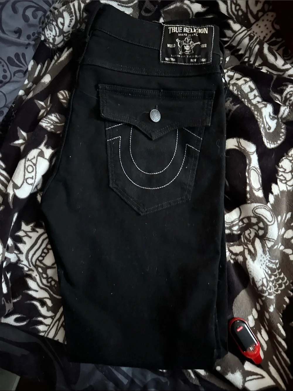 True Religion BNWT Black Straight Leg Jeans